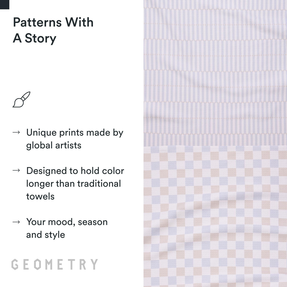 GEOMETRY Kitchen Tea Towels neutral ensemble close-up weave for versatile styling