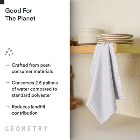 GEOMETRY Kitchen Tea Towels wiping countertops for a streak-free finish