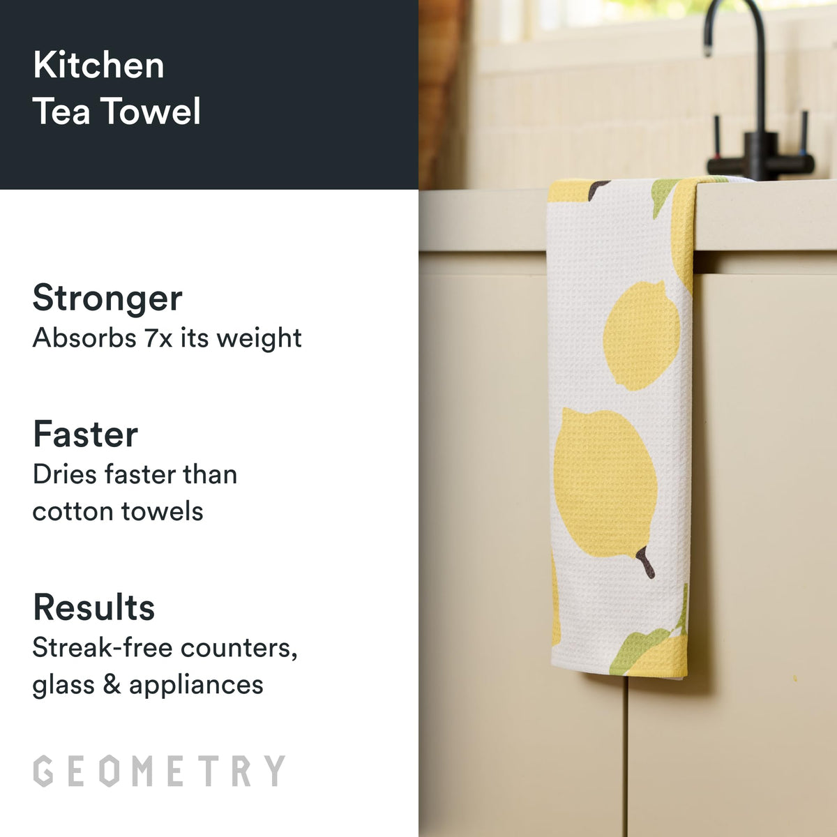 GEOMETRY Kitchen Tea Towels quick-dry microfiber absorb spills quickly.