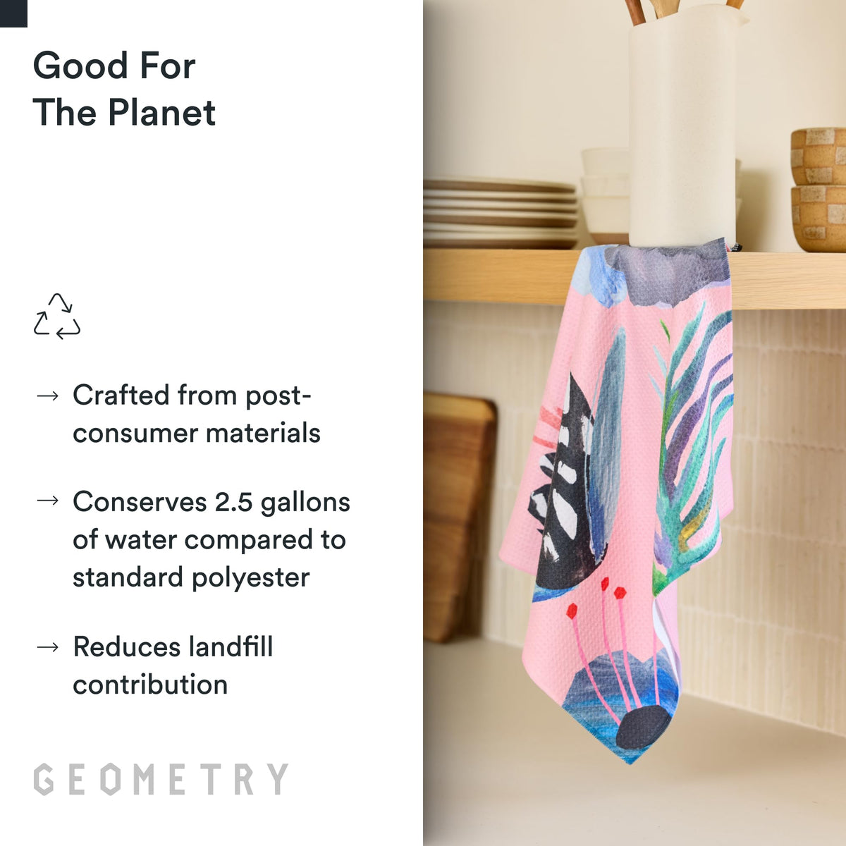 GEOMETRY Kitchen Tea Towels quickly absorb spills with less effort