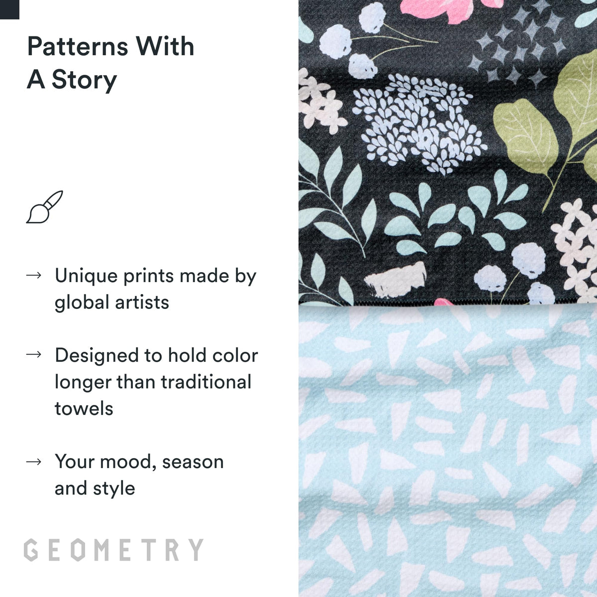 GEOMETRY towels demonstrating streak-free cleaning with minimal moisture
