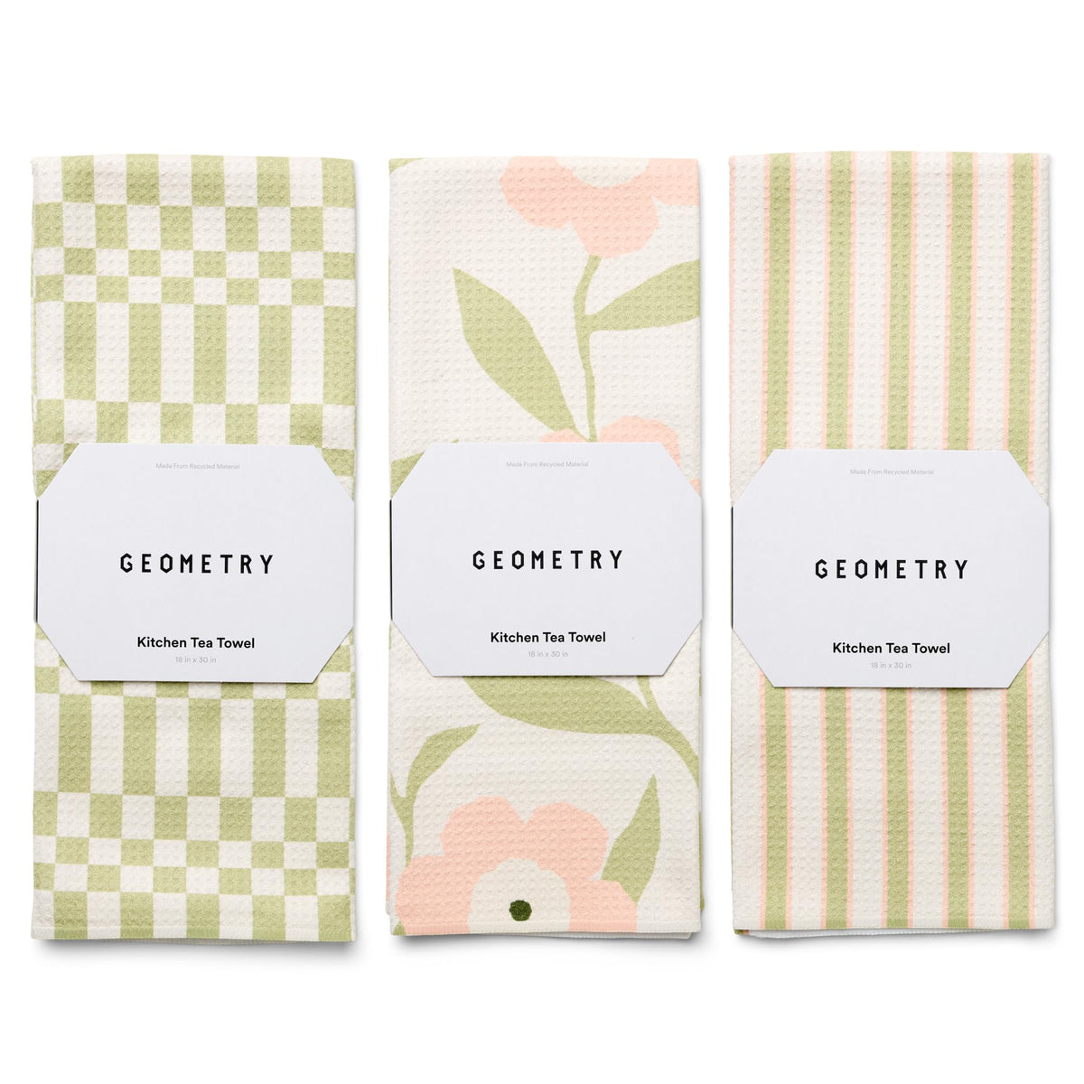 GEOMETRY Meadowlight tea towel drying dishes with quick-dry microfiber.