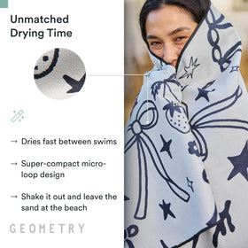 GEOMETRY Micro-Loop Beach Towel fabric close-up shows fade-resistant durability.