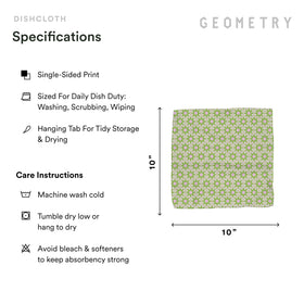 GEOMETRY Paradise dishcloth on a counter demonstrates easy wipe-down after prep.