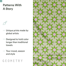 Geometry towel made from post-consumer materials supports sustainable kitchen use.