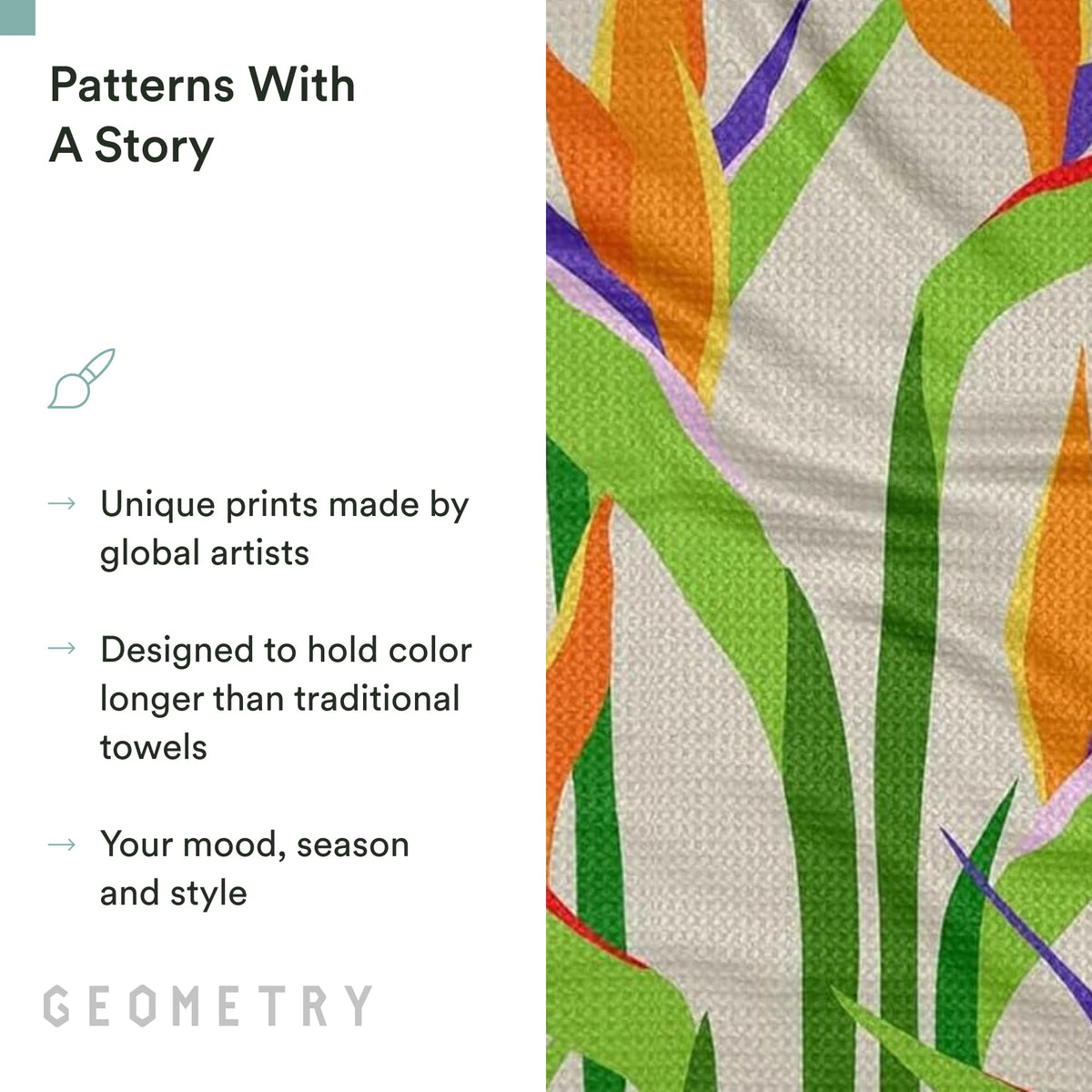 GEOMETRY towel made from post-consumer materials for sustainable use.