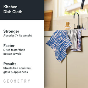 GEOMETRY quick-dry dishcloth folded flat for easy storage and ready spill cleanup