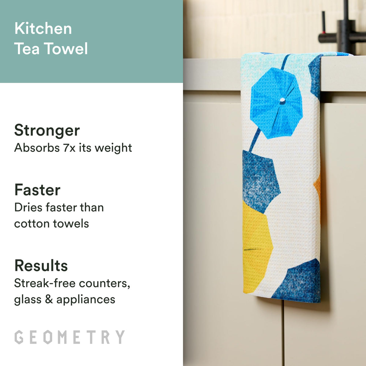 GEOMETRY quick-dry microfiber towel absorbs liquids efficiently