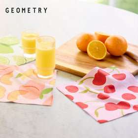 Soft-touch GEOMETRY dish cloth in use for everyday tasks