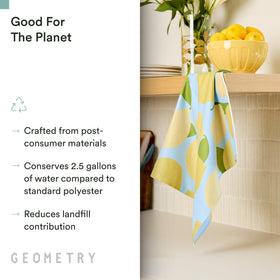 GEOMETRY Lemon Delight towel demonstrates high absorbency for spills and counters.