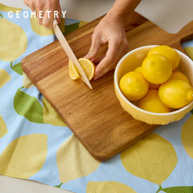 GEOMETRY Lemon Delight towel withstands repeated wash and dries fast.