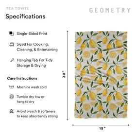 GEOMETRY Lemon Delight towel softens prep areas with spring-friendly print.