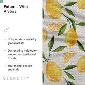 GEOMETRY Lemon Delight towel is eco-friendly, made from post-consumer materials.
