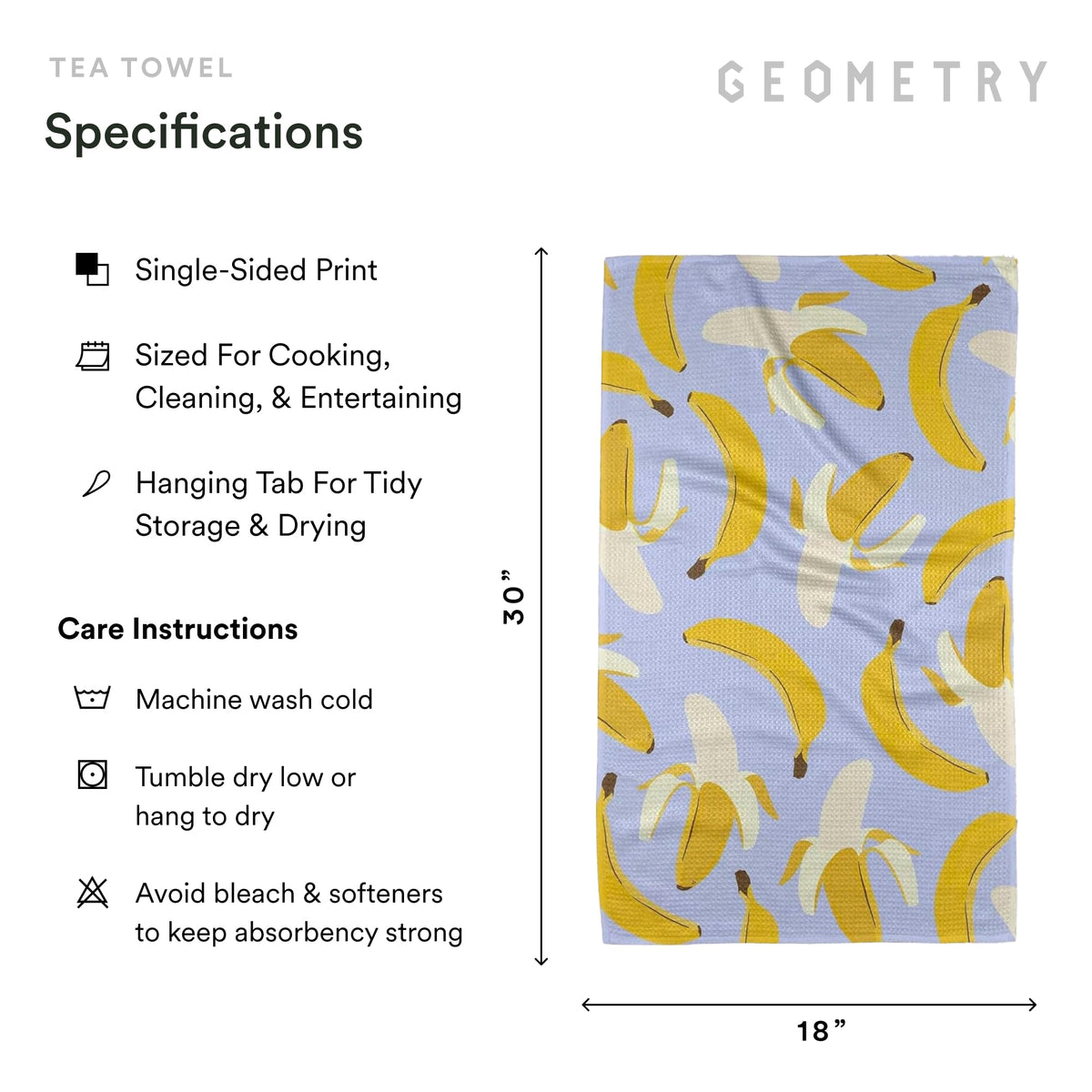 GEOMETRY 18x30 towel spread flat to show generous drying surface