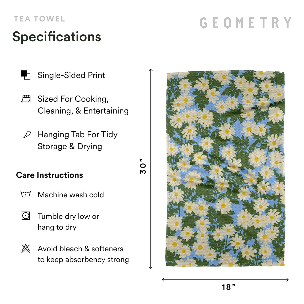 GEOMETRY Daisy Dream flat lay with towels and spring decor