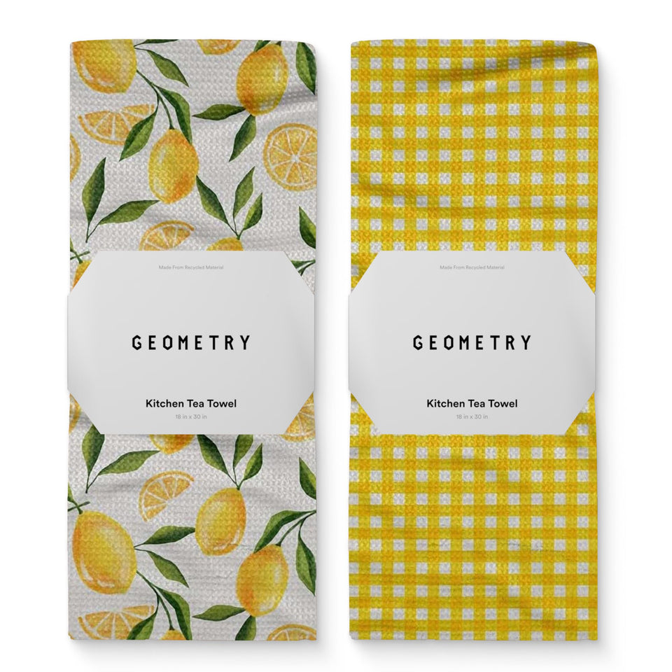 GEOMETRY Spring Kitchen Towels Lemonade Lines rolled for fast drying tasks