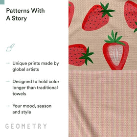 Geometry Spring Summer print Strawberry Sunshine on a kitchen towel