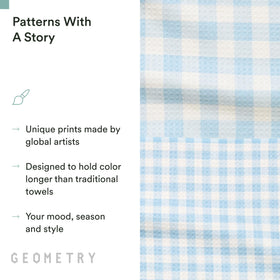GEOMETRY tea towels drying dishes quickly on an absorbent surface.