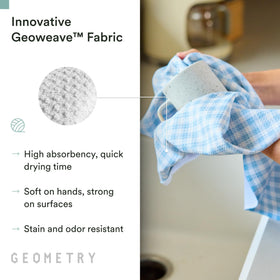 GEOMETRY Salt and Sky tea towels with soft touch fabric.