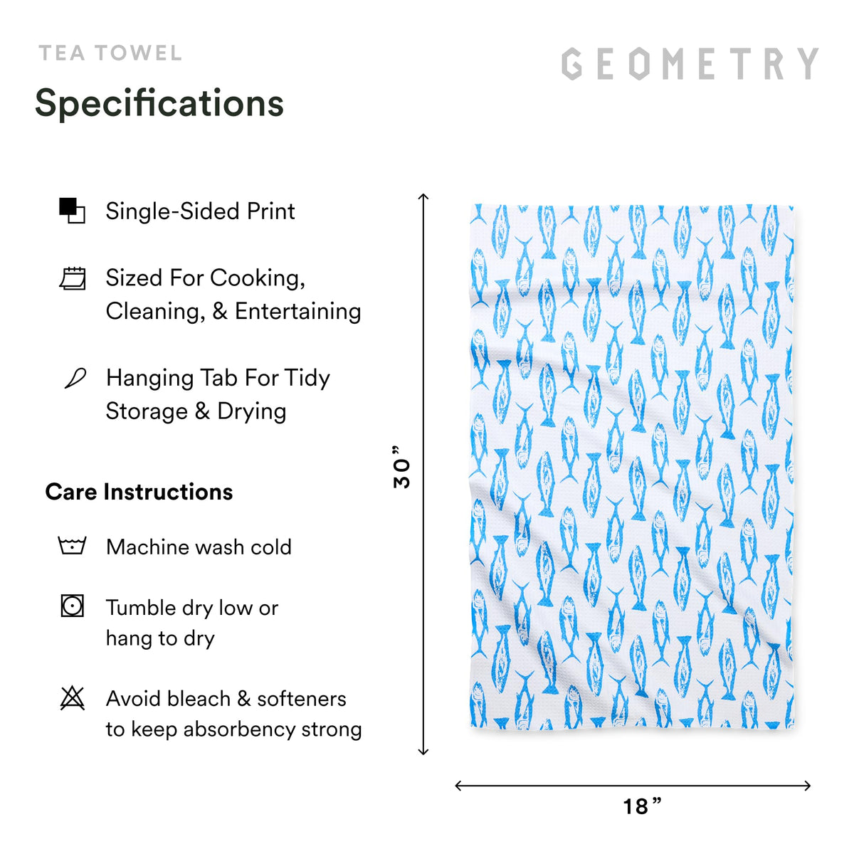 GEOMETRY Coastal Catch towel showing soft-touch texture for easy handling.