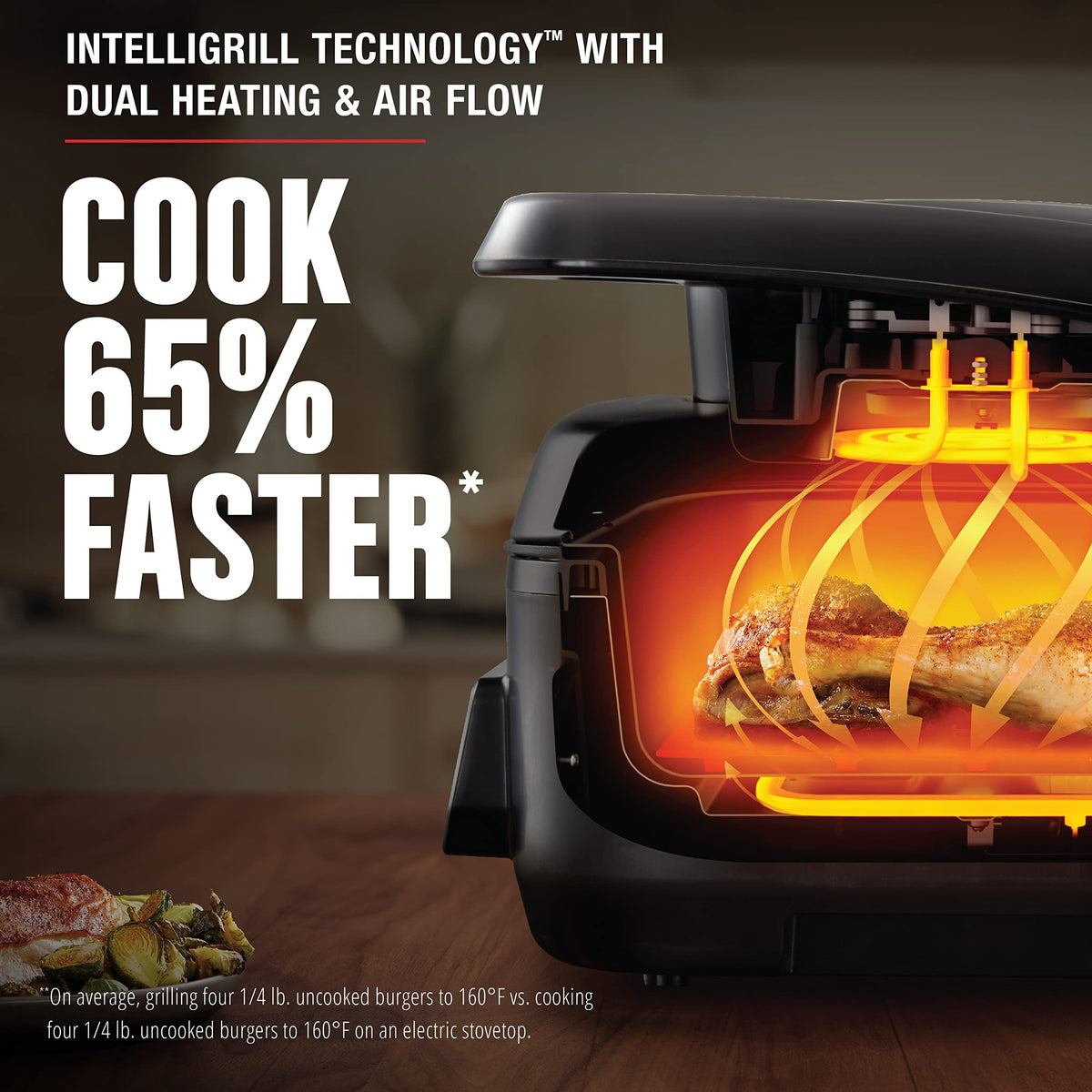 George Foreman Beyond Grill with lid open, ready for prep and loading
