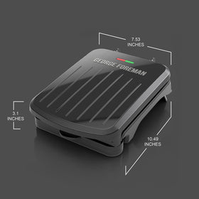 George Foreman Compact easy-clean design simplifies cleanup after cooking.