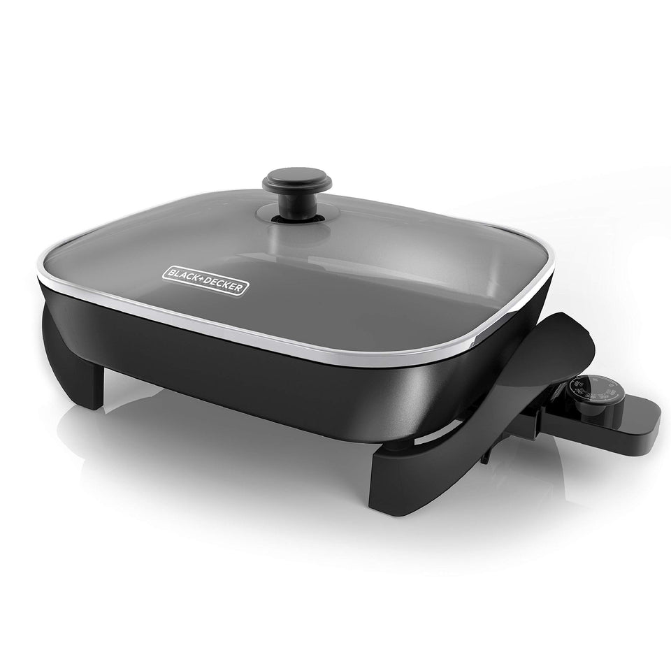 George Foreman electric skillet with 12x15 surface for family-friendly meals