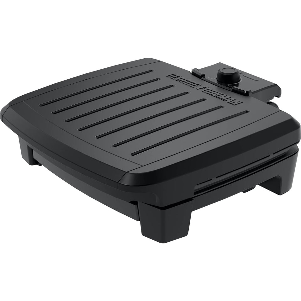 GEORGE FOREMAN Submersible grill control panel removable for easy cleaning.