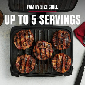 GEORGE FOREMAN Submersible grill parts are dishwasher-safe for easy cleanup.