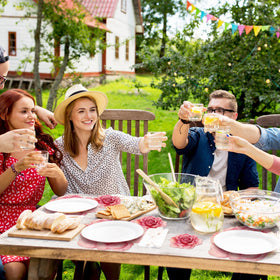 Geosar disposable placemats offer quick cleanup after a festive gathering.