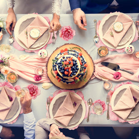 Geosar rose pattern dining accessory pairs well with pink themed occasions.