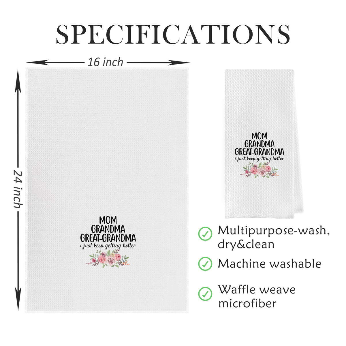Geqtt Great Grandma dish towels easy-care machine washable for busy kitchens