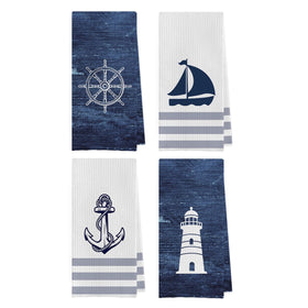 Geqtt Nautical Hand Towel navy 16x24 shows quick-dry microfiber for fast drying