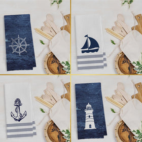 Geqtt Nautical Hand Towel waffle microfiber texture for high absorbency in daily tasks