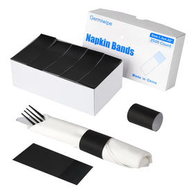 Germiwipe black napkin band showing easy separation for quick service