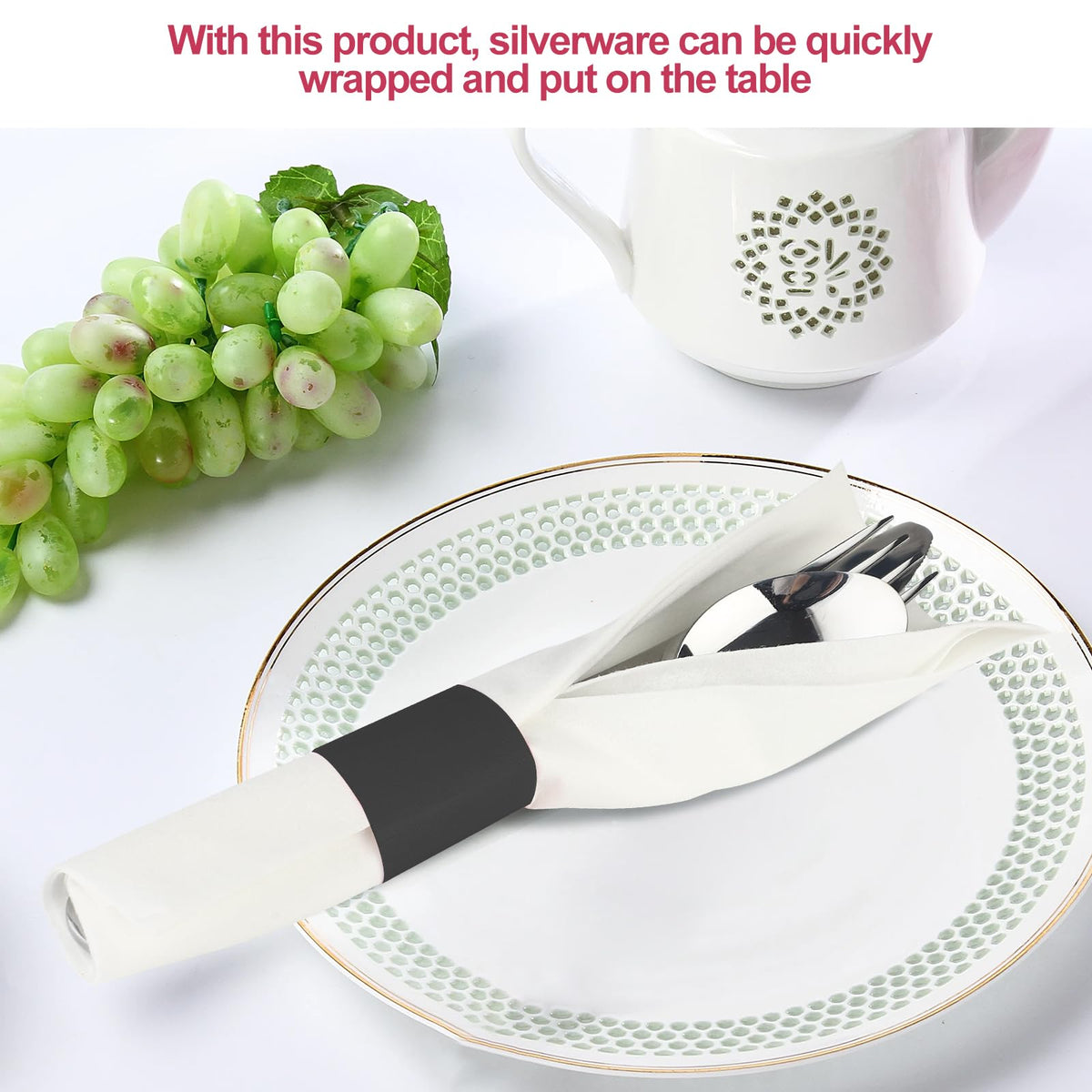 Germiwipe wedding table napkin band enhancing elegant table decor