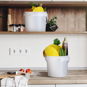 Gerrii food-safe bucket with lid ready for kitchen storage use.