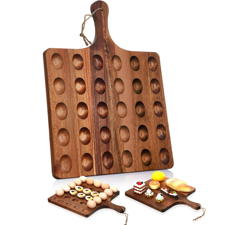 Gerrii reversible wooden deviled egg platter top view for elegant party presentation