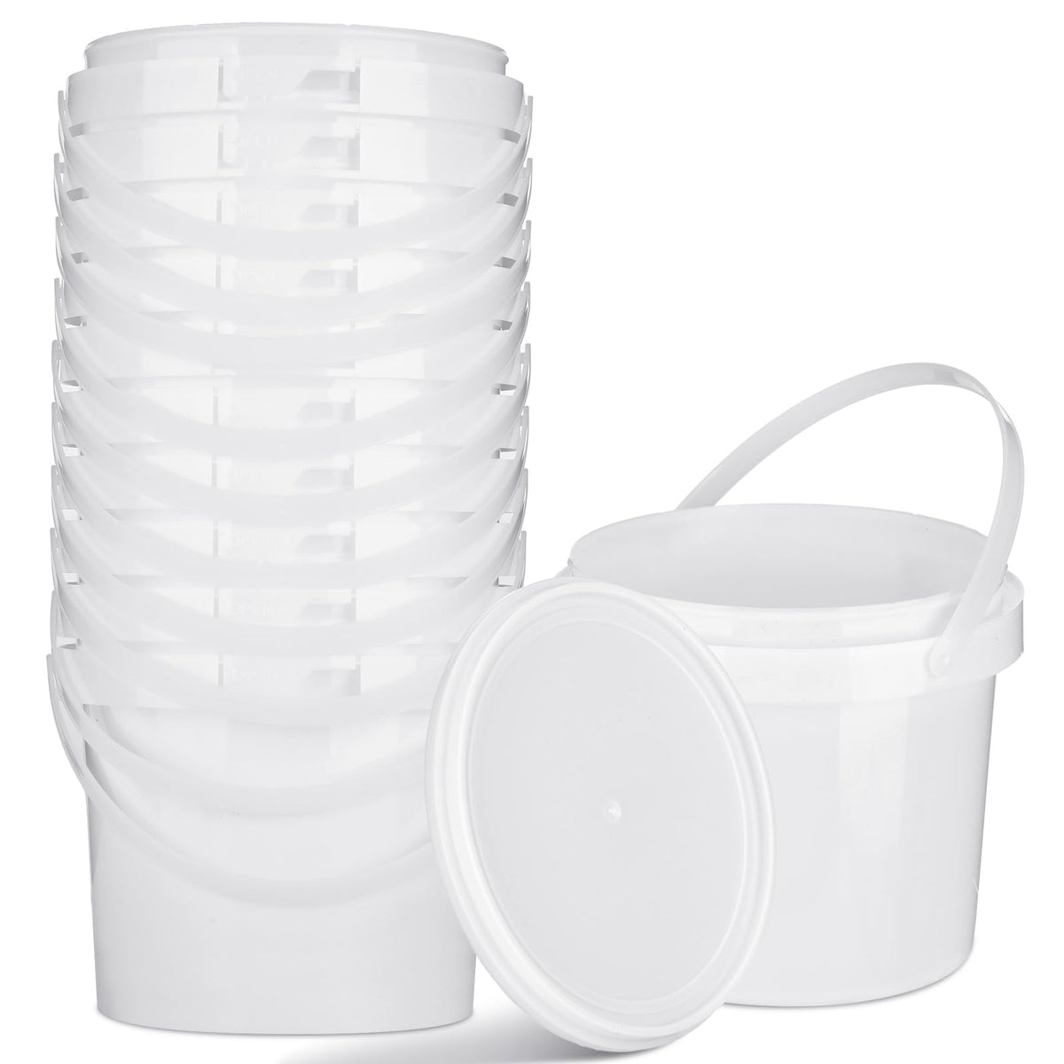 Gerrii white plastic bucket with lid closed for airtight storage of dry goods.