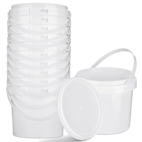 Gerrii white plastic bucket with lid closed for airtight storage of dry goods.