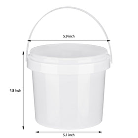 Gerrii white plastic bucket with handle open for easy transport.