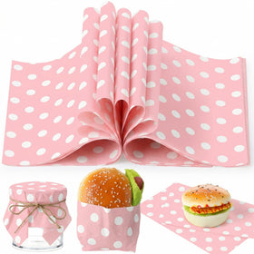 Gersoniel pink dot wax paper sheets for quick, clean food wrapping