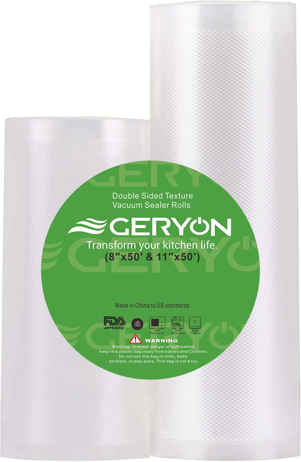 GERYON vacuum sealer bags roll 8x50ft for versatile storage and meal prep.