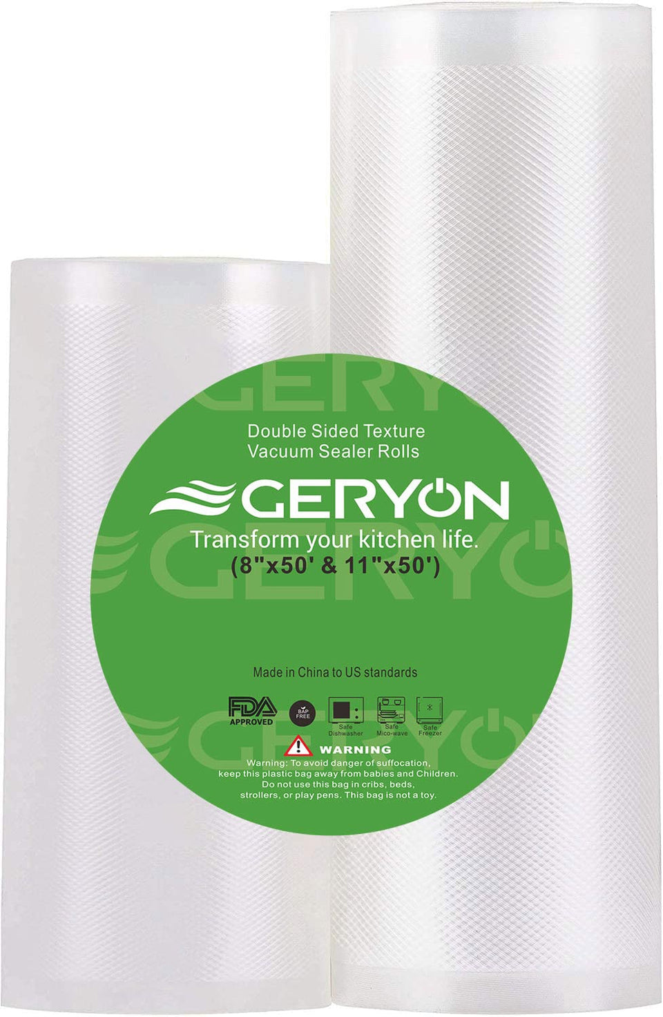 GERYON vacuum sealer bags roll 8x50ft for versatile storage and meal prep.