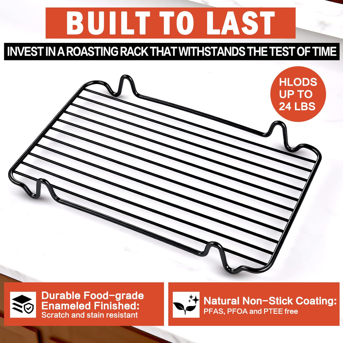 GESTONE high-heat rack withstands up to 575°F for versatile cooking.