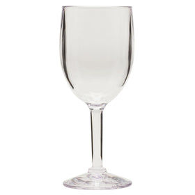 GET dishwasher-safe plastic wine glass keeps clarity through many washes.