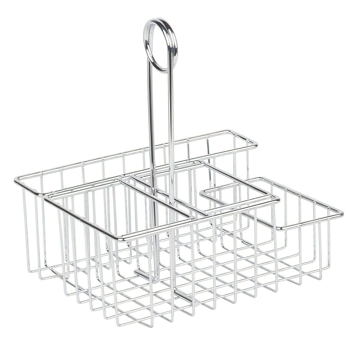 Easy-clean chrome finish on GET condiment caddy for quick cleanup