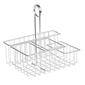 Easy-clean chrome finish on GET condiment caddy for quick cleanup