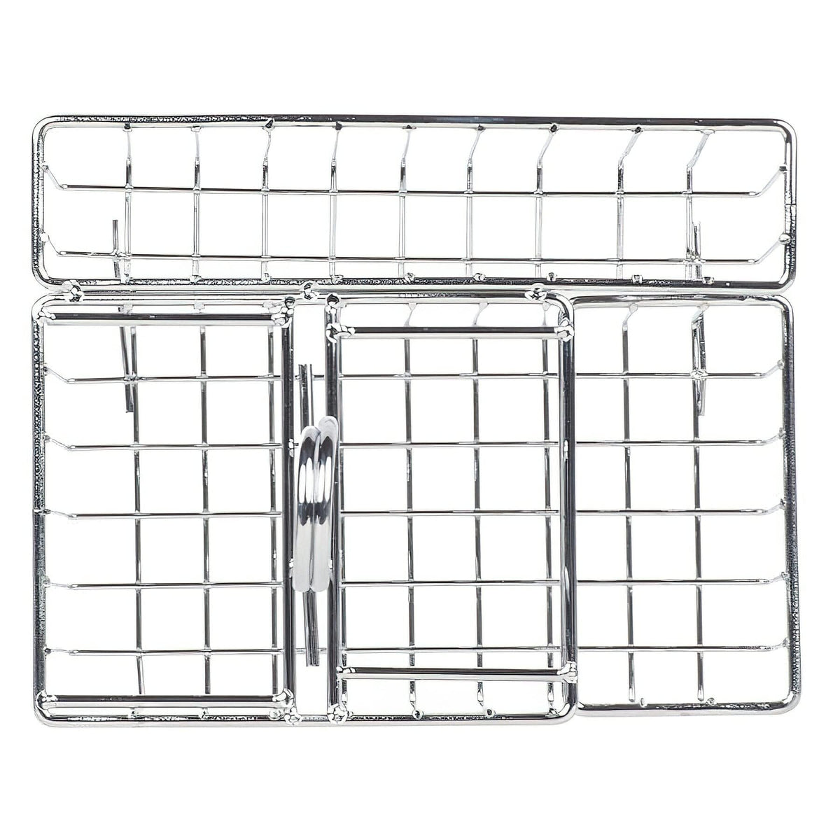 Napkins and condiments neatly arranged in GET four-compartment caddy