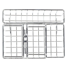 Napkins and condiments neatly arranged in GET four-compartment caddy